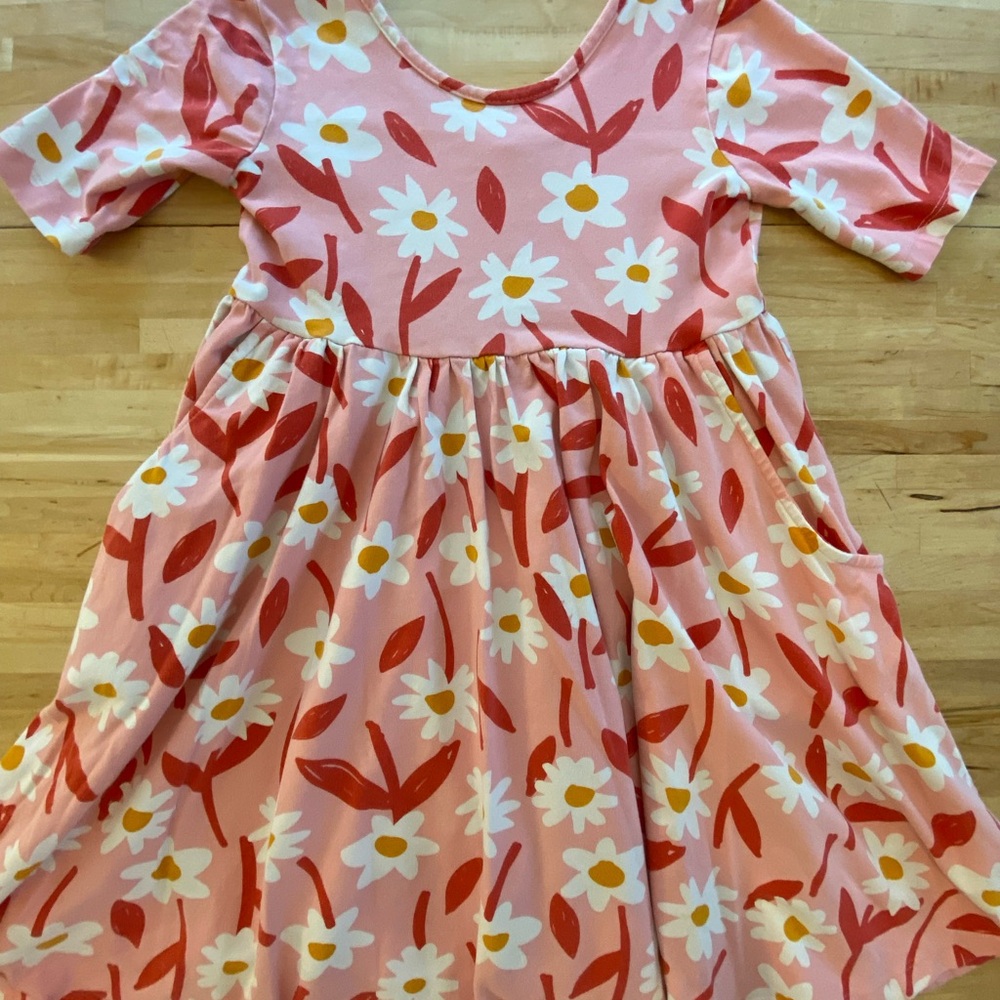 Pink and Red Daisy Dress - Size 6-7